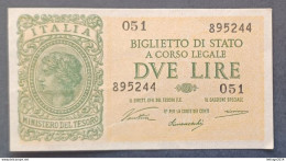 BANKNOTE ITALY KINGDOM VITTORIO EMANUELE 2 LIRE 1944 VENTURA GIOVINCO NOT CIRCULATED - Italië – 2 Lire