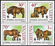 Lithuania 1996, WWF European Bison - Block Of 4 V. MNH - Unused Stamps
