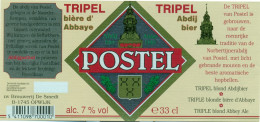 Oud Etiket Bier Abbaye Postel - Abdijbier - Tripel 33cl. - Brouwerij / Brasserie De Smedt Te Opwijk - Cerveza