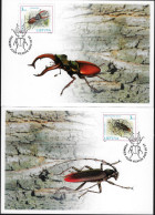 Lituanie 2003 Y&T 717 & 718 Sur Cartes Maximum. Livre Rouge De Lituanie. Coléoptères. Lucanus Servus L, Grand Capricorne - Escarabajos
