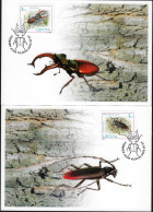 Lituanie 2003 Y&T 717 & 718 Sur Cartes Maximum. Livre Rouge De Lituanie. Coléoptères. Lucanus Servus L, Grand Capricorne - Coléoptères