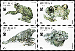 Haiti 1999, WWF Reptiles And Amphibians - Block Of 4 V. MNH - Ranas