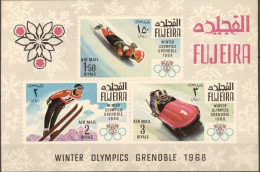 Fujeira 1968, Olympic Games, Grenoble, Skiing, Block IMPERFORATED - Invierno 1968: Grenoble