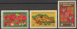 St Christopher, Nevis And Anguilla, 1971, Philippe De Poincy, Flowers, Castle, Heraldry, MNH, Michel 234-236 - San Cristóbal Y Nieves - Anguilla (...-1980)