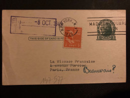 CP EP 1c + TP 1/2c OBL.MEC. Sans Dateur 1949 NEW YORK MADISON SQUARE STATION - Cartas & Documentos