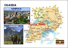 Uganda Country Map New Postcard * Carte Geographique * Landkarte - Uganda