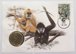 VIETNAM 10 DONG 1990 NUMISBRIEF STATIONERY #bs18 0235 - Viêt-Nam