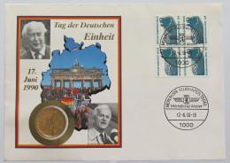 GERMANY BRD MEDAL 1990 TAG DER DEUTSCHEN EINHEIT NUMISBRIEF STATIONERY #bs18 0251 - Autres & Non Classés