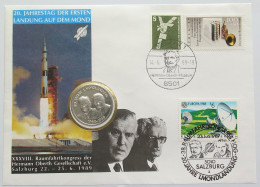 GERMANY BRD MEDAL 1989 MOON LANDING NUMISBRIEF STATIONERY #bs18 0189 - Sonstige & Ohne Zuordnung