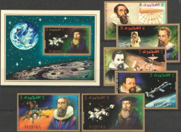 Fujeira 1972, Space, Astronomers, 6val +BF IMPERFORATED - Fudschaira