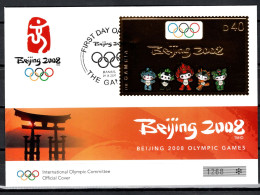 Gambia 2007 Olympic Games Beijing, Gold Stamp On FDC - Summer 2008: Beijing