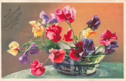 FLEURS - Bouquet De Pois De Senteurs - Bol D'eau - Carte Postale Ancienne - Blumen