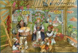 Bulgaria 2014 Folk Music Block MNH Cept Dance, Singer, Drum, Flute, Choir - Mineralien