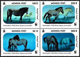 Mongolia 2000, WWF Przewalski's Wild Horse - Block Of 4 V. MNH - Ungebraucht