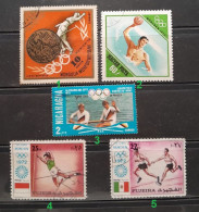 Munich Germnay Olympic 1972 USED Mongolia Hungary Nicaragua Fujeria Athletic Pole Vault Jump Sailing Yachting Water Polo - Summer 1972: Munich