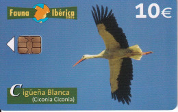 B-116 TARJETA DE LA CIGUEÑA BLANCA  DE LA FAUNA IBERICA Y TIRADA 75800 (BIRD-PAJARO) - Emissions Basiques