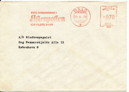 Norway Cover With Meter Cancel Oslo 12-8-1970 Sent To Denmark (Aftenposten) - Storia Postale