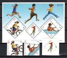 New Zealand 2008 Sport, Cycling, Rowing Etc., Children Health Set Of 3 + S/s MNH - Unused Stamps