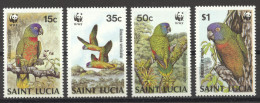 St Lucia, 1987, Parrots, Birds, World Wildlife Fund, WWF, Animals, MNH, Michel 909-912 - St.Lucie (1979-...)