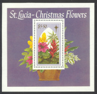 St Lucia, 1988, Christmas, Flowers, Flora, Nature, MNH, Michel Block 57 - St.Lucie (1979-...)