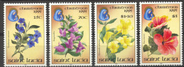 St Lucia, 1995, Christmas, Flowers, Flora, Nature, MNH, Michel 1037-1040 - St.Lucia (1979-...)