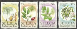 St Lucia, 1990, Endangered Trees, Seeds, Nature, MNH, Michel 963-966 Type I - St.Lucie (1979-...)