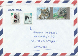 Israel Air Mail Cover Sent To Denmark With Panther And Elephant Stamps - Posta Aerea