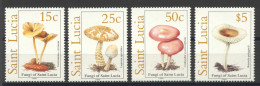 St Lucia, 1989, Mushrooms, Nature, MNH, Michel 948-951 - St.Lucia (1979-...)