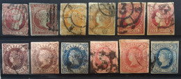 ESPANA ESPAGNE SPAIN 1853 - 1864 Isabela II,12 Timbres  Avec Nuances Entre Yvert No 17,35,48,49,54,55,60,64, O ,TB - Used Stamps