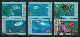 Australia Shark Marlin Turtle Angelfish Marine Life 3 Pairs 1995 MNH SG#1556-1561 - Mint Stamps