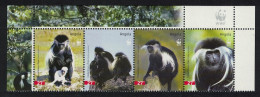 Angola WWF Colobus Monkey Top Strip WWF Logo 2004 MNH SG#1717-1720 MI#1745-1748 Sc#1279 A-d - Angola