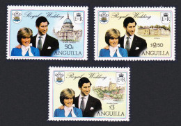 Anguilla Charles And Diana Royal Wedding 3v 1981 MNH SG#464-466 Sc#444-446 - Anguilla (1968-...)