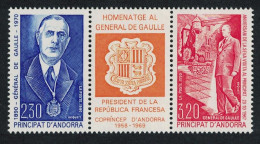Andorra Fr. Birth Centenary Of General De Gaulle 2v Strip 1990 MNH SG#F434-F436 MI#418-419 Sc#399-400 - Neufs