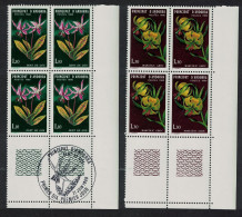 Andorra Fr. Lily Violet Nature Protection Flowers 2v Corner Blocks Of 4 1980 MNH SG#F305-F306 MI#307-308 Sc#281-282 - Nuevos