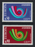 Andorra Fr. Post Horn Europa CEPT 2v 1973 MNH SG#F245-f246 - Nuevos