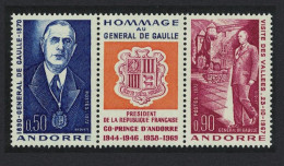 Andorra Fr. General De Gaulle's Visit To Andorra 2v Strip 1972 MNH SG#F243-F244 - Nuevos