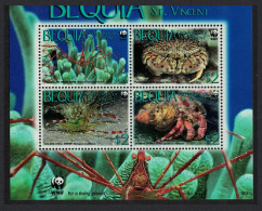 Bequia WWF Caribbean Reef Crustaceans Block 2*2 WWF Logo 2010 MNH MI#647-650 - St.Vincent & Grenadines