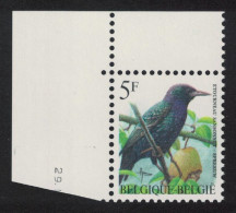Belgium Common Starling Bird Buzin 'Etourneau Sansonnet' 5f Corner 1990 MNH SG#3307 MI#2690 Sc#1437 - Neufs