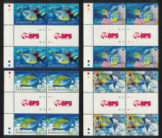 Barbados WWF Queen Triggerfish Diving Fish 4 Gutter Blocks 2006 MNH SG#1290-1293 MI#1119-1122 Sc#1102-1105 - Barbades (1966-...)