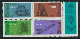 Brazil Ships Jet Armed Forces' Day Block Of 4v With Label 1972 MNH SG#1422-1425 - Neufs