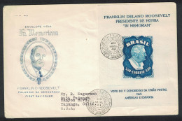 Brazil Franklin D Roosevelt MS WITH WATERMARK On FDC RAR! 1949 SG#MS788a MI#Block 10Z Sc#C76a - Usados