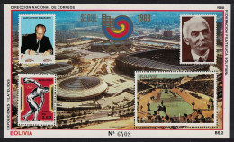 Bolivia Samaranch Summer Olympic Games Seoul MS 1987 MNH MI#Block 175 - Bolivie