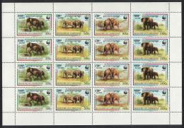Cambodia WWF Malayan Elephant Sheetlet Of 4 Sets 1997 MNH SG#1620-1623 MI#1680-1683 Sc#1597 A-d - Cambogia
