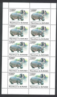 Burundi Hippo Sheetlet Of 10v 2011 MNH - Unused Stamps
