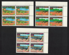 Congo Crocodiles Gavial Caiman 3v Corner Blocks Of 4 1996 MNH MI#1493-1496 - Mint/hinged