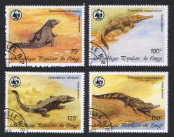 Congo WWF Crocodiles 4v 1987 CTO SG#1058-1061 MI#1063-1066 Sc#C367-C370 - Usados
