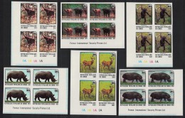Congo WWF Endangered Species 6 Imperf Corner Blocks Of 4 1978 MNH SG#620-625 MI#630B-635B Sc#453-458 - Neufs