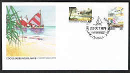 Cocos (Keeling) Is. Birds Sailing Palms Christmas 2v FDC 1979 SG#48-49 - Kokosinseln (Keeling Islands)