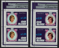 Cook Is. Birth Of Prince William Of Wales 2nd Issue Corner Pairs 1982 MNH SG#843-846 - Cookeilanden