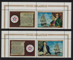 Cook Is. Captain Cook Franklin American Revolution 2v Top Labels 1976 MNH SG#541-542 MI#485-486 - Islas Cook